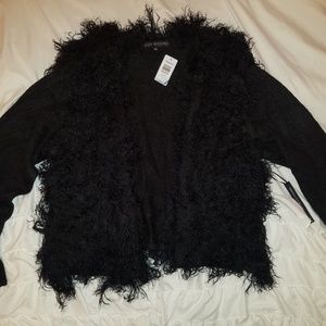 Torrid Fuzzy Fur Black Cardigan Sweater size 3